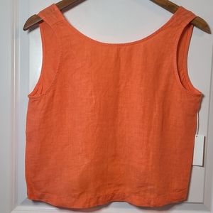 Lou & Grey orange linen croped tank size sm